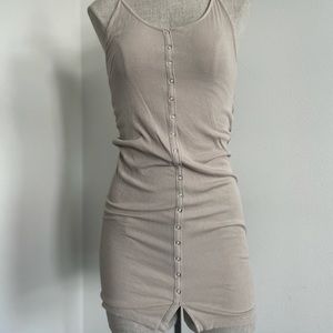 Taupe colored ribbed knit tank dress